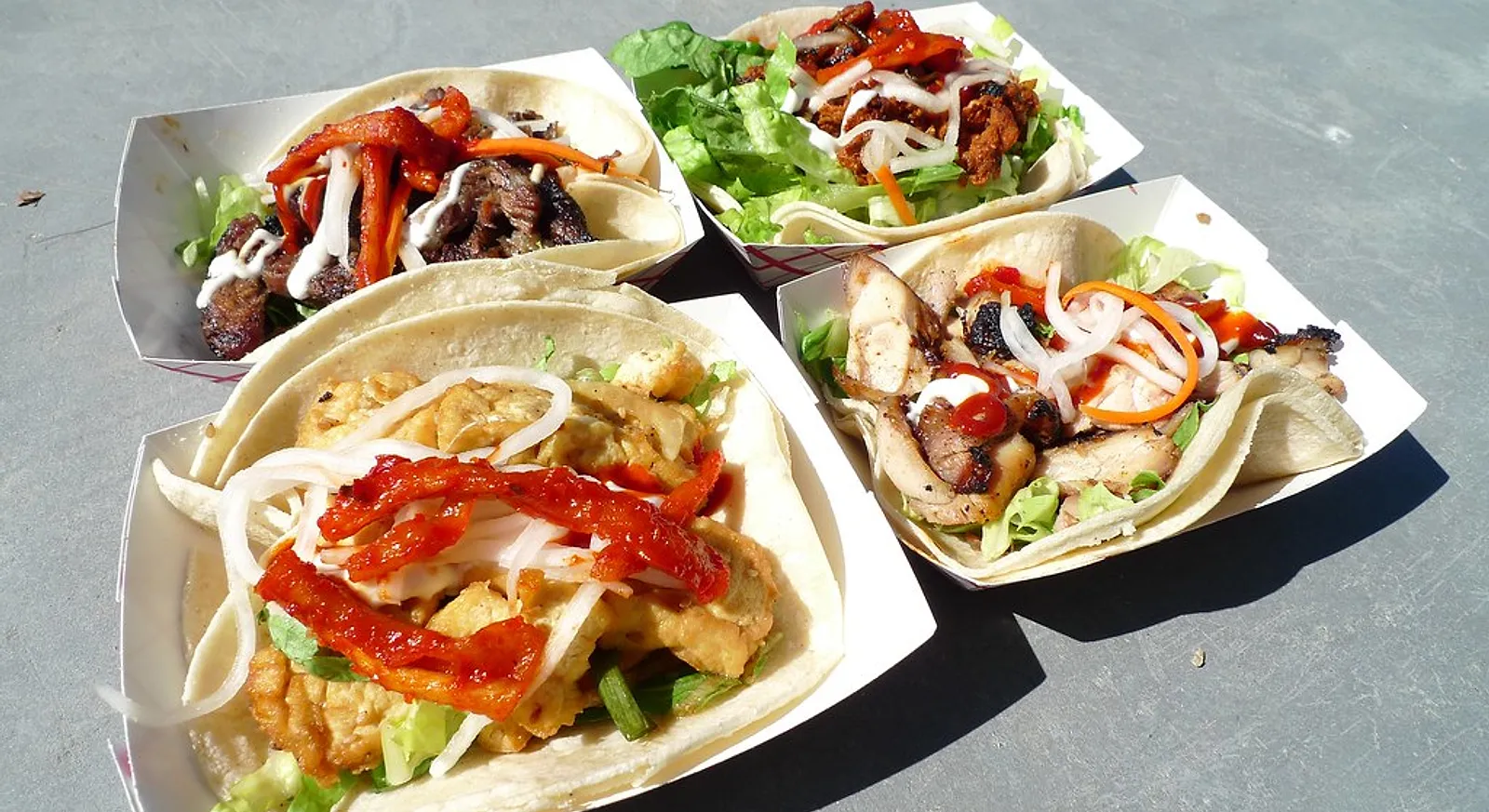 Korean BBQ tacos with spicy sauce and slaw from the Seoul on Wheels food truck